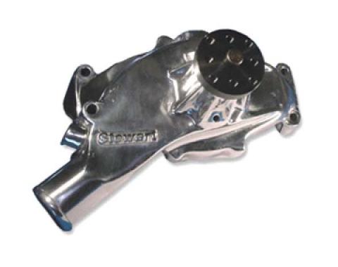 Chevelle Water Pump, Big Block Polished Aluminum, Hi-Flo, Short, Stewart, 1965-1968