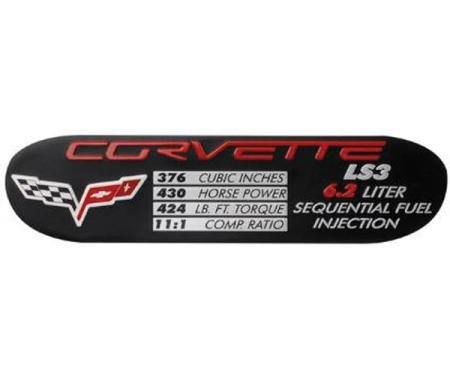 Corvette Engine Specification Plate, LS3, 2008-2013
