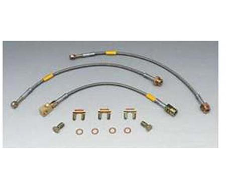 Firebird Braided Disc Brake Hose Kit, Stainless Steel, With Rear Drum Brakes, Goodridge, 1984-1992