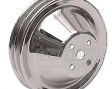Camaro Water Pump Pulley, Small Block, Double Groove, Chrome, 1967-1968