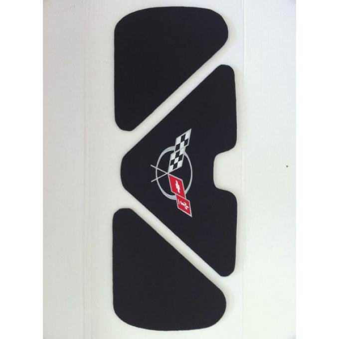 Corvette Trunk Lid Inner Liner, C5 Logo, Black, 3 Piece, 1998-2004