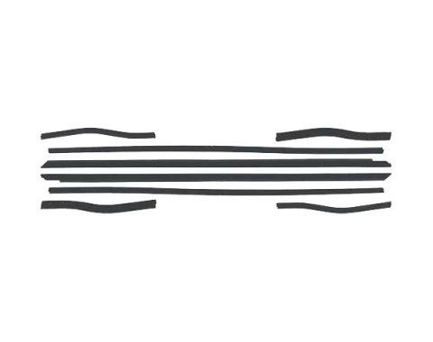 Ford Mustang Belt Weatherstrip Kit - 8 Pieces - Inner & Outer - Black Bead - Early Coupe & Convertible - Door Windows &Rear Quarters