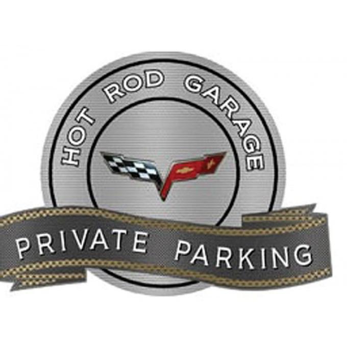 Corvette C6 2005-2013 Emblem Hot Rod Garage Private ParkingMetal Sign, 18" X 14"