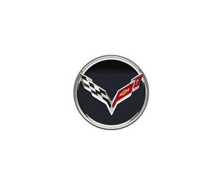 Corvette Wheel Center Cap, Crossed Flags, Black, 2014-2017