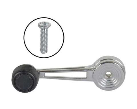 Ford Pickup Truck Window Crank Handle Assembly - With BlackKnob - F100 Thru F350 From Serial #U80,001