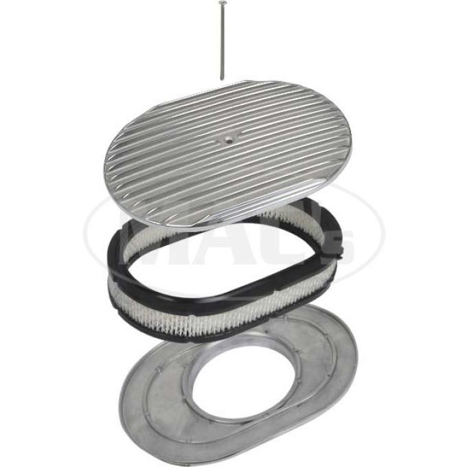 Ford Air Cleaner, Oval Full Finned Polished Aluminum, 12