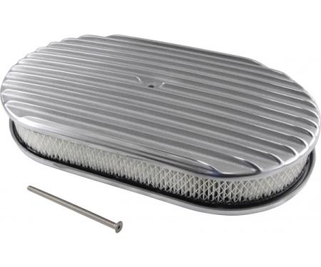Air Cleaner, Oval Full Finned Polished Aluminum, 15