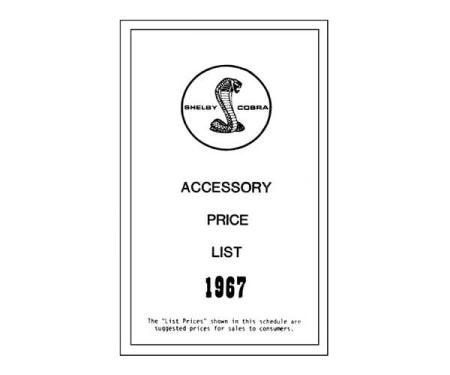 Ford Mustang New Car Retail Accessory Price List - Shelby