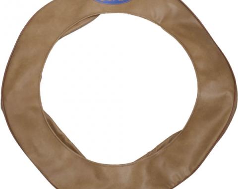 Model A Ford Spare Tire Cover - Light Tan Vinyl - Blue FordScript - 19