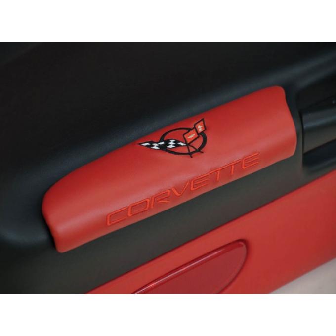 CA 1997-2004 Chevrolet Corvette Leather Armrest Pads with C5 Logo