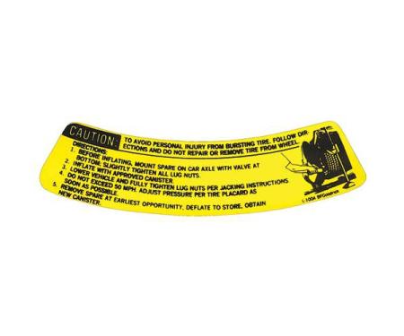Ford Mustang Decal - Space Saver Spare Wheel Instruction - Located In Trunk Compartment