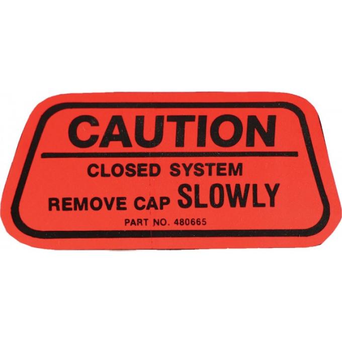 Camaro Gas Cap Caution Decal, California, 1970