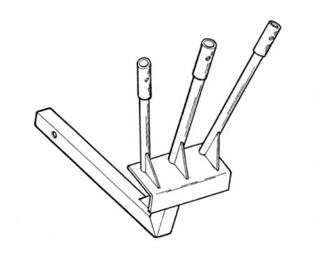 Parade Flag Holder, Triple Flag, Standard Length, Fits into2" Square Hitch Opening