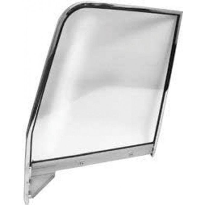 Chevy Truck Door Window Frame With Glass, Right, Chrome, 1955-1959