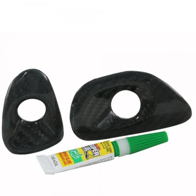 Corvette Interior Door Release Button Bezels, Carbon Fiber Finish, Pair, 2005-2012