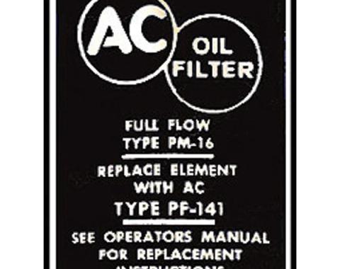 Corvette Oil Canister Decal, PF141, 1958-1967