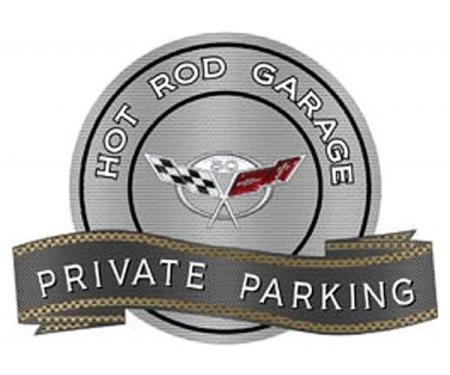 Corvette C5 50th Anniversary Emblem Hot Rod Garage Private Parking Metal Sign, 18" X 14"