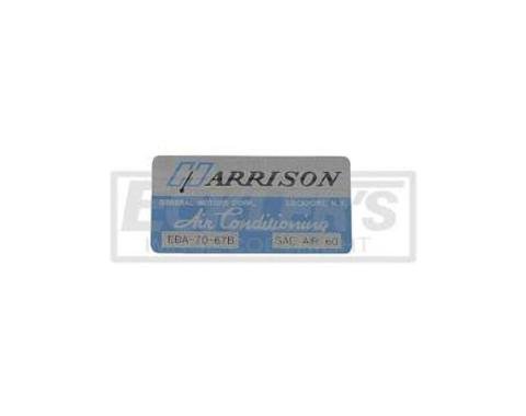 Nova or Chevy II Air Conditioning Evaporator Box Decal, Harrison, 1967