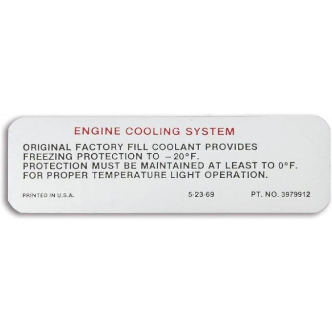 Camaro Cooling System Warning Decal, 1970-1971