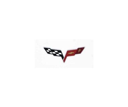 Corvette C6 Crossed-Flags Decals, Red/Silver/Black, 2005-2013