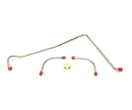 Camaro Fuel Line Set, Fuel Pump To Holley Carburetor, Stainless Steel, 396/375hp, 3/8", 1967-1968