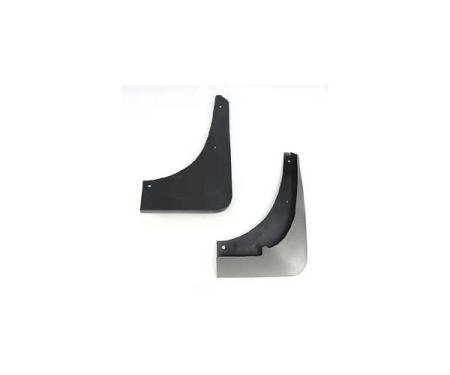Corvette Splash Guards, Body Contoured, Rear, Machine Silver, Altec, 2005-2008