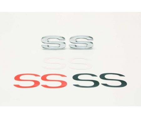SS Emblem, Chrome With Inserts, Universal