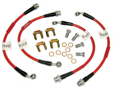 Corvette Brake Line Kit, Braided Ss Red, 1997-2004