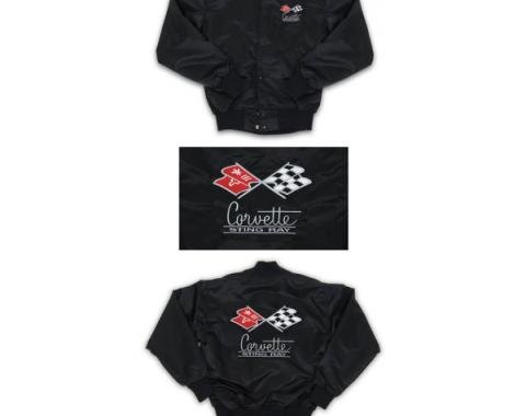 Corvette Satin Jacket, With C2 1967 Logo, Black