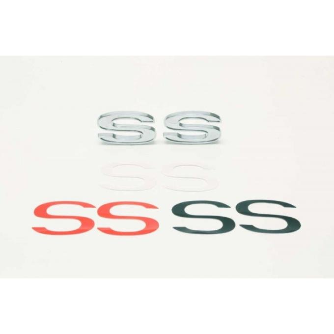 SS Emblem, Chrome With Inserts, Universal