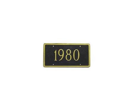 Corvette License Plate, With Car Year, Gold Tone, 1953-1996