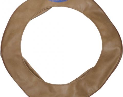 Model A Ford Spare Tire Cover - Light Tan Vinyl - Blue FordScript - 21