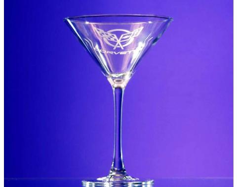 Corvette Glass, Signature Martini 7.25 Ounce, Pair, 1953-2013 Corvette Designs