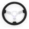 Corvette Steering Wheel, Black Leather, With Chrome Aluminum 3-Spokes, 1963-1975 & 1977-1982