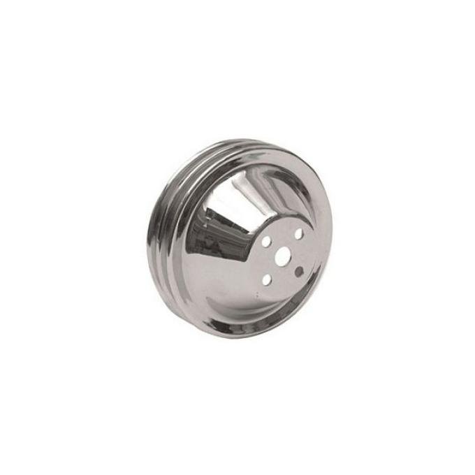 Chevy Water Pump Pulley, Double Groove, Chrome, Small Block, 1955-1957