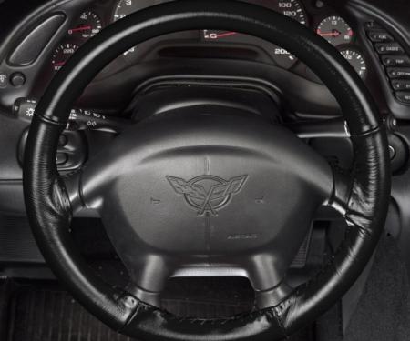 Corvette Steering Wheel Cover, Black, Wheelskins, 1994-2004