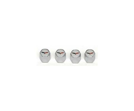 Corvette C6 Logo Valve Stem Caps, Chrome