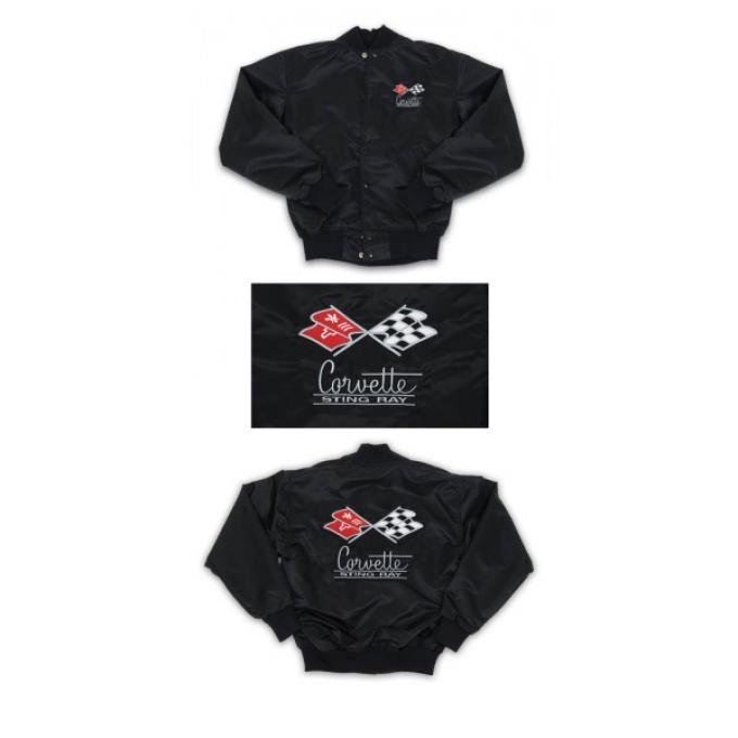 Corvette Satin Jacket, With C2 1967 Logo, Black