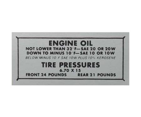 Tire Pressure Decal - Ford