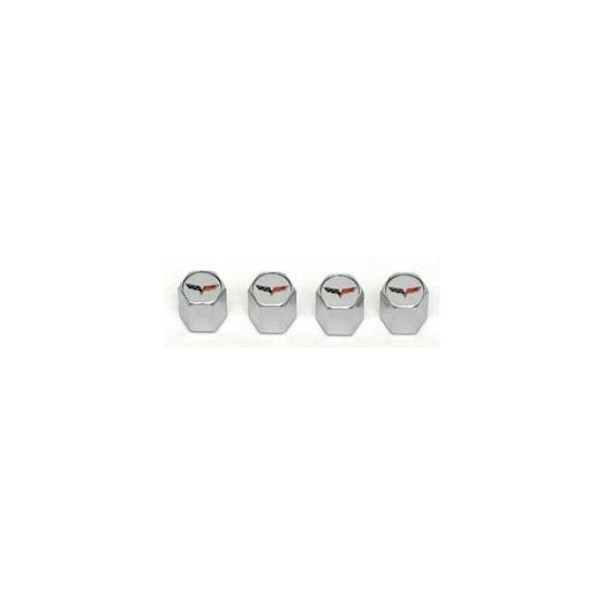 Corvette C6 Logo Valve Stem Caps, Chrome