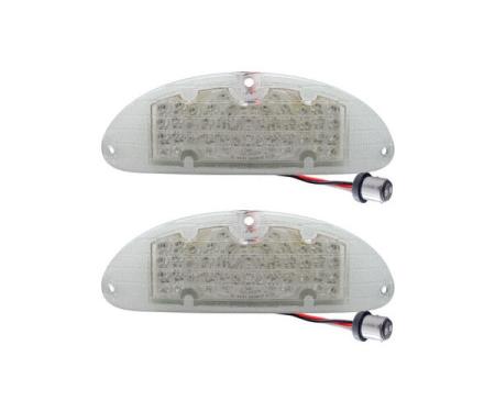 Chevy LED Parking Lights, Front, Plug-In, With Clear Lenses, 1955
