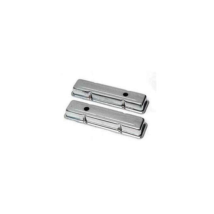 Full Size Chevy Valve Covers, Short, Small Block, Chrome, 1958-1972