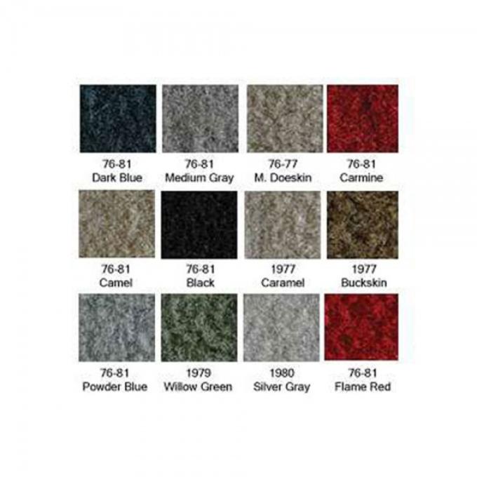 ACC Firebird Molded Carpet Set, Cutpile, Without Console, 1976-1981