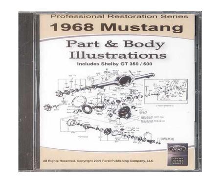 1968 Mustang Part & Body Illustrations On CD - For Windows Operating Systems Only