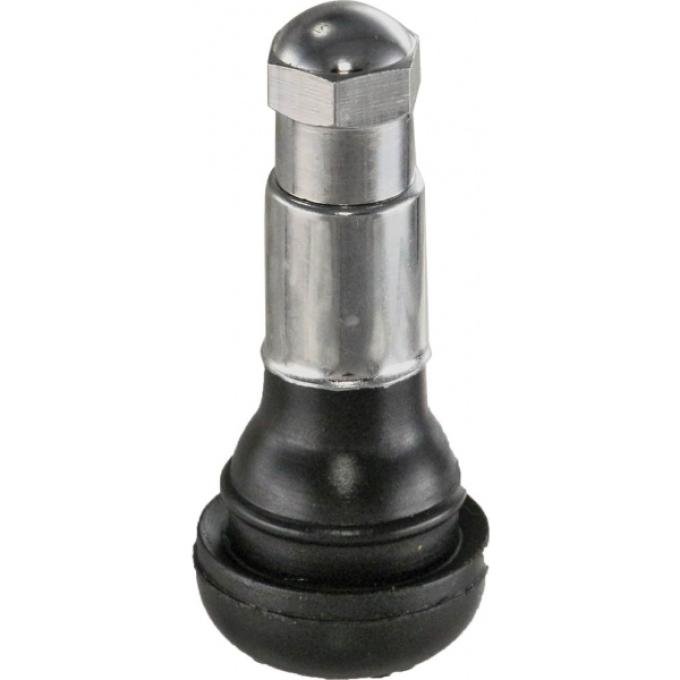 Corvette Universal Valve Stem, Rubber With Chrome Sleeve & Cap
