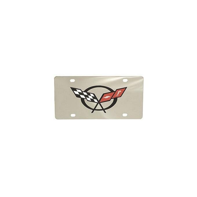 Corvette License Plate, C5 Logo, Mirror Style, 1997-2004