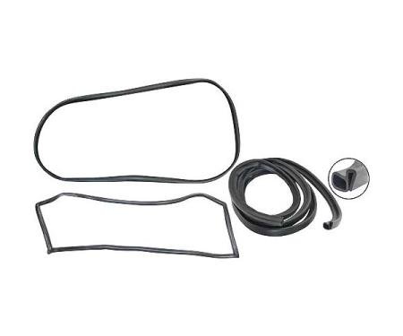 Ford Pickup Truck Cab Weatherstrip Kit - With Chrome Windshield Mouldings & With Stationary Rear Window - F100 Thru F350 Ranger