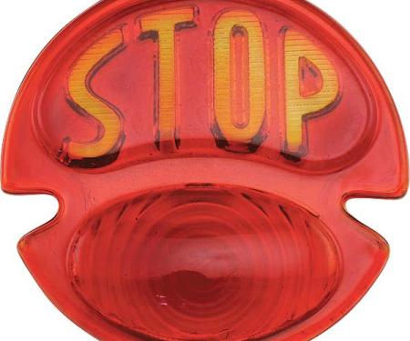 Model A Ford Tail Light Lens - Glass - Red With Amber Stop