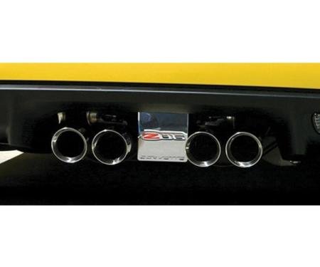 Corvette Exhaust Filler Plate, W/NPP Exhaust, Billet Chrome& Z06 Logo, 2005-2013