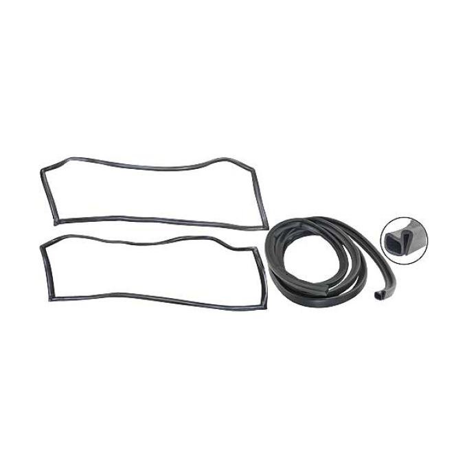 Ford Pickup Truck Cab Weatherstrip Kit - With Chrome Windshield Mouldings & With Sliding Rear Window - F100 Thru F350 Ranger & Ranger XLT